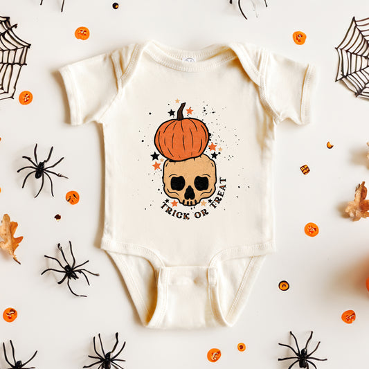 Trick Or Treat Skull | Baby Graphic Short Sleeve Onesie