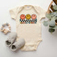 Checkered Good Vibes Smiley Face | Baby Graphic Short Sleeve Onesie