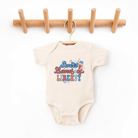 Retro Sweet Land Of Liberty | Baby Graphic Short Sleeve Onesie