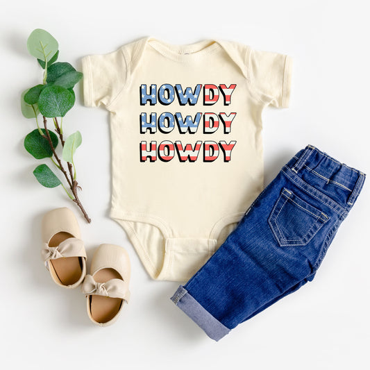 Howdy Flag Stacked | Baby Graphic Short Sleeve Onesie