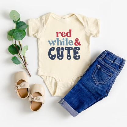 Red White And Cute Stars | Baby Graphic Short Sleeve Onesie