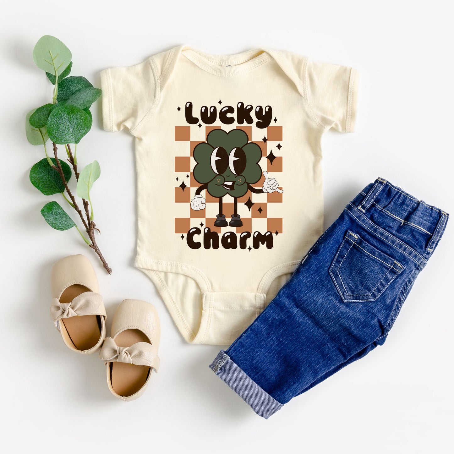 Lucky Charm Checkered | Baby Graphic Short Sleeve Onesie