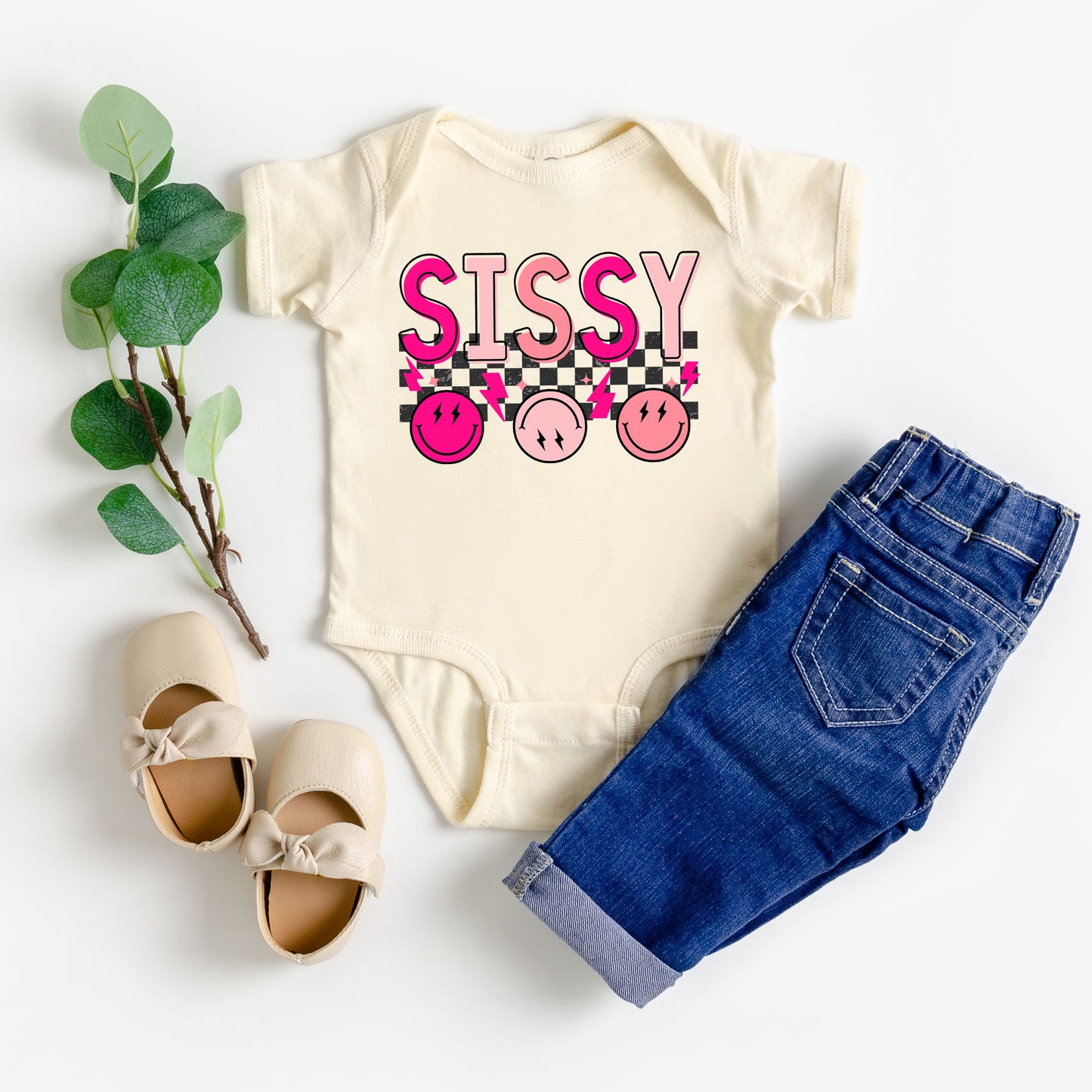 Sissy Checkered | Baby Graphic Short Sleeve Onesie