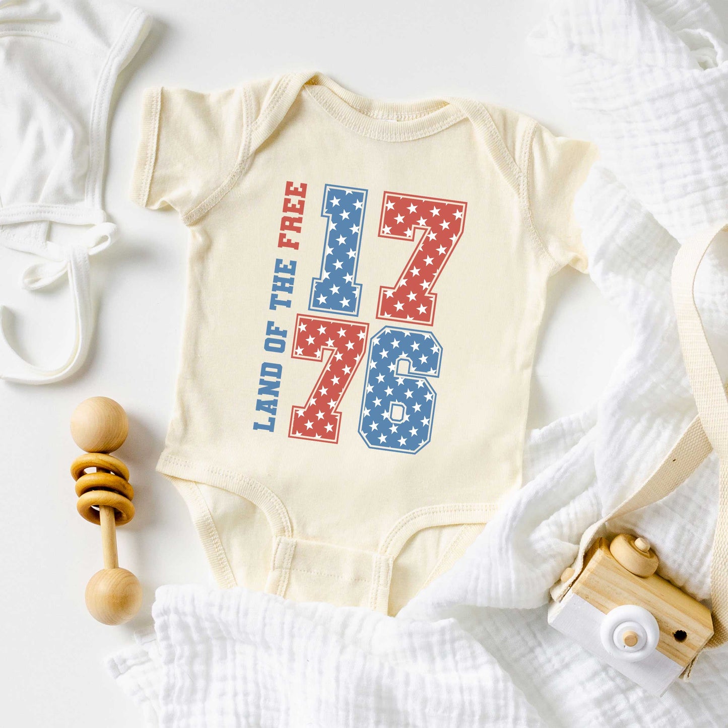 Land Of The Free Retro Stars | Baby Graphic Short Sleeve Onesie