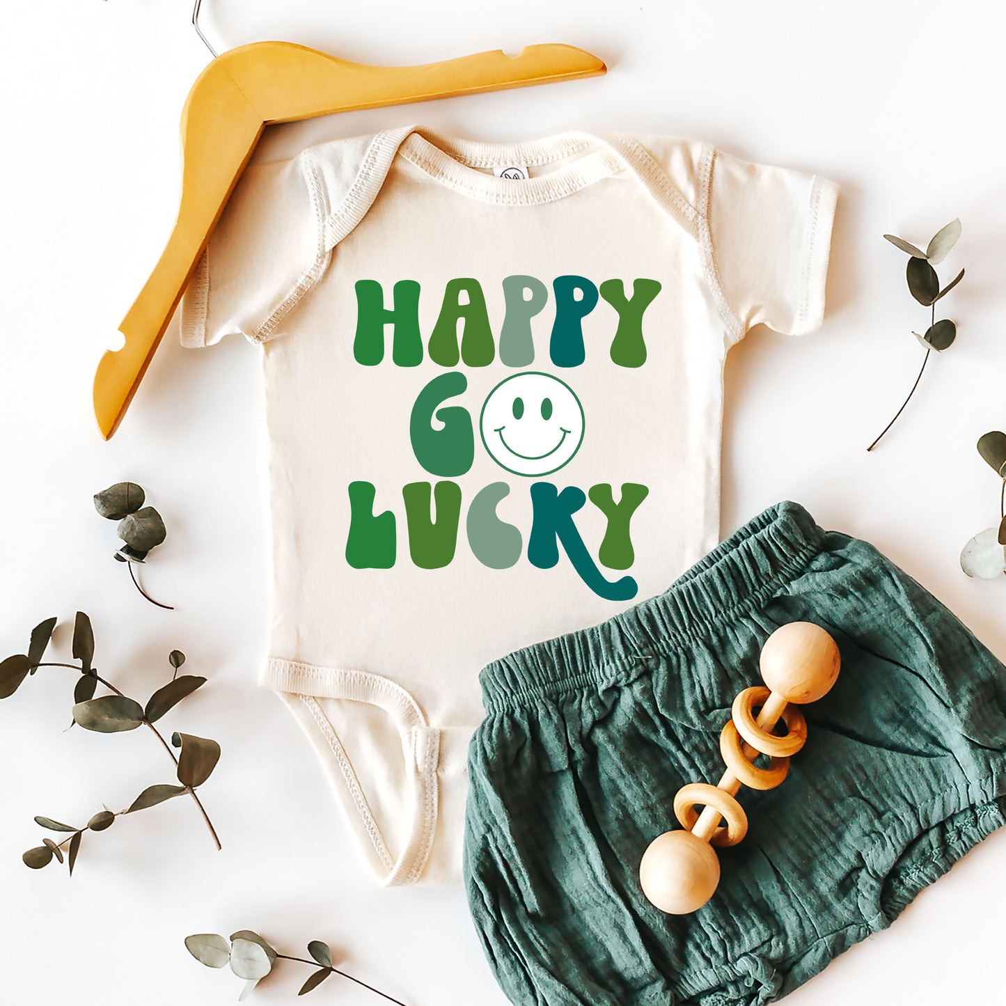 Happy Go Lucky Smiley Face | Baby Graphic Short Sleeve Onesie