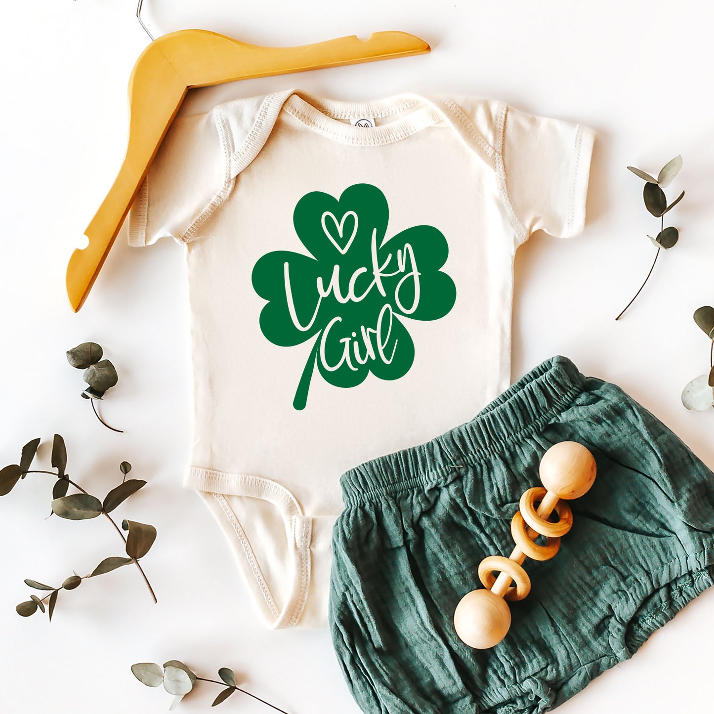 One Lucky Girl Heart | Baby Graphic Short Sleeve Onesie