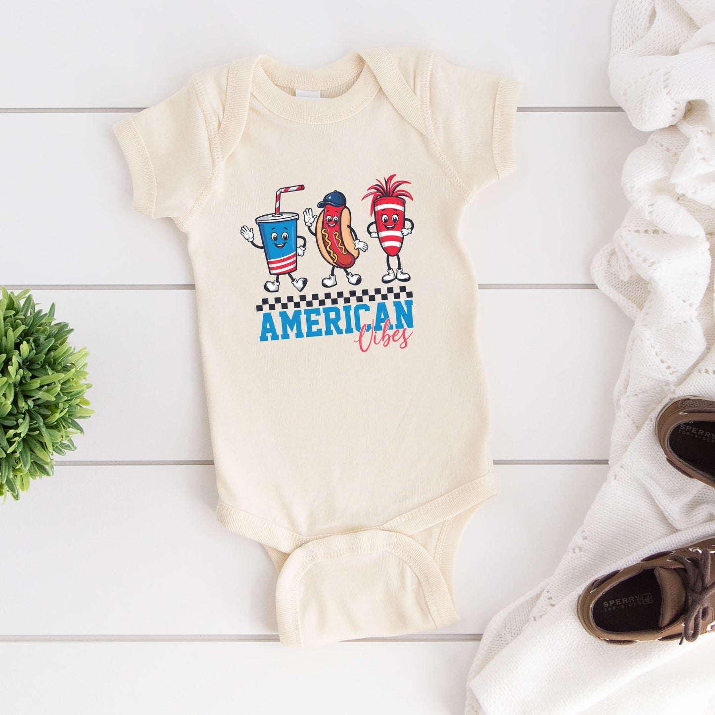 American Vibes Hot Dog | Baby Graphic Short Sleeve Onesie