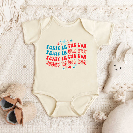 Party In The USA Wavy | Baby Graphic Short Sleeve Onesie