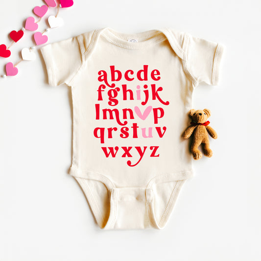 Vday Alphabet | Baby Graphic Short Sleeve Onesie