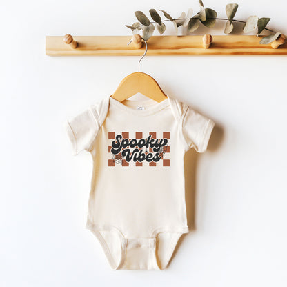Checkered Spooky Vibes | Baby Graphic Short Sleeve Onesie