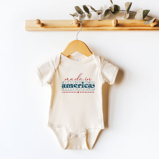 Made In America Stacked | Baby Graphic Short Sleeve Onesie