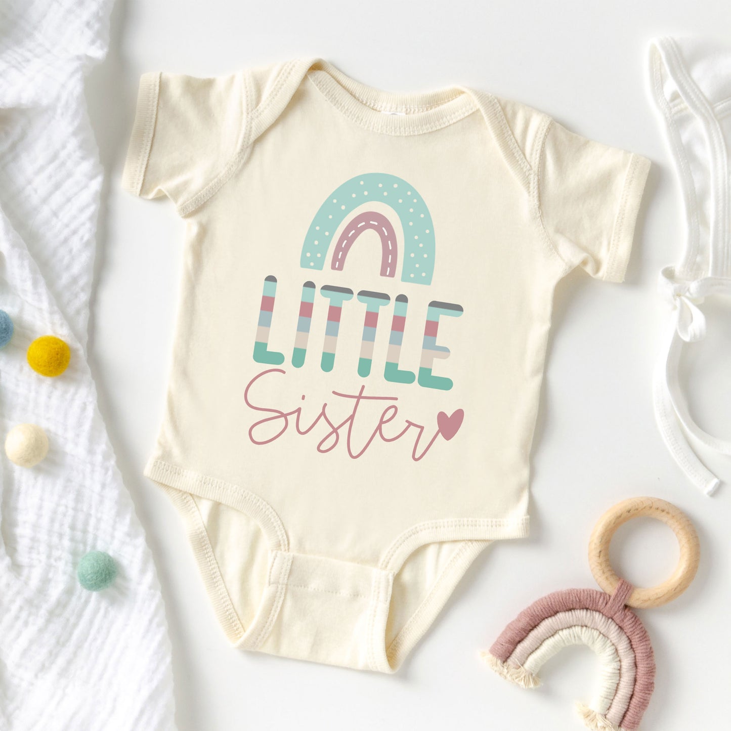 Little Sister Rainbow | Baby Graphic Short Sleeve Onesie