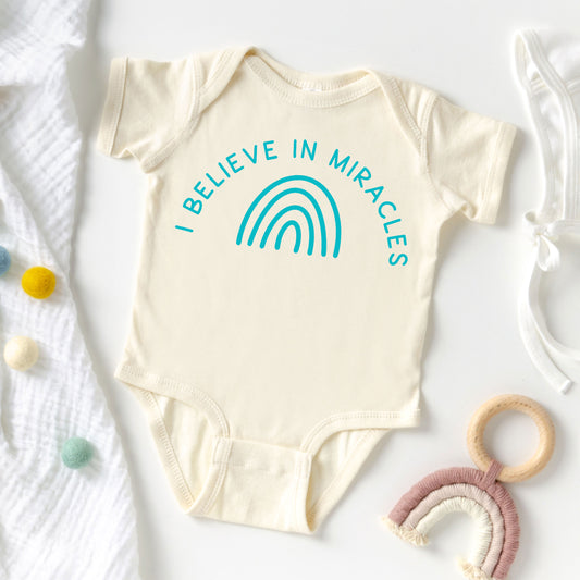 I Believe In Miracles Rainbow | Baby Graphic Short Sleeve Onesie