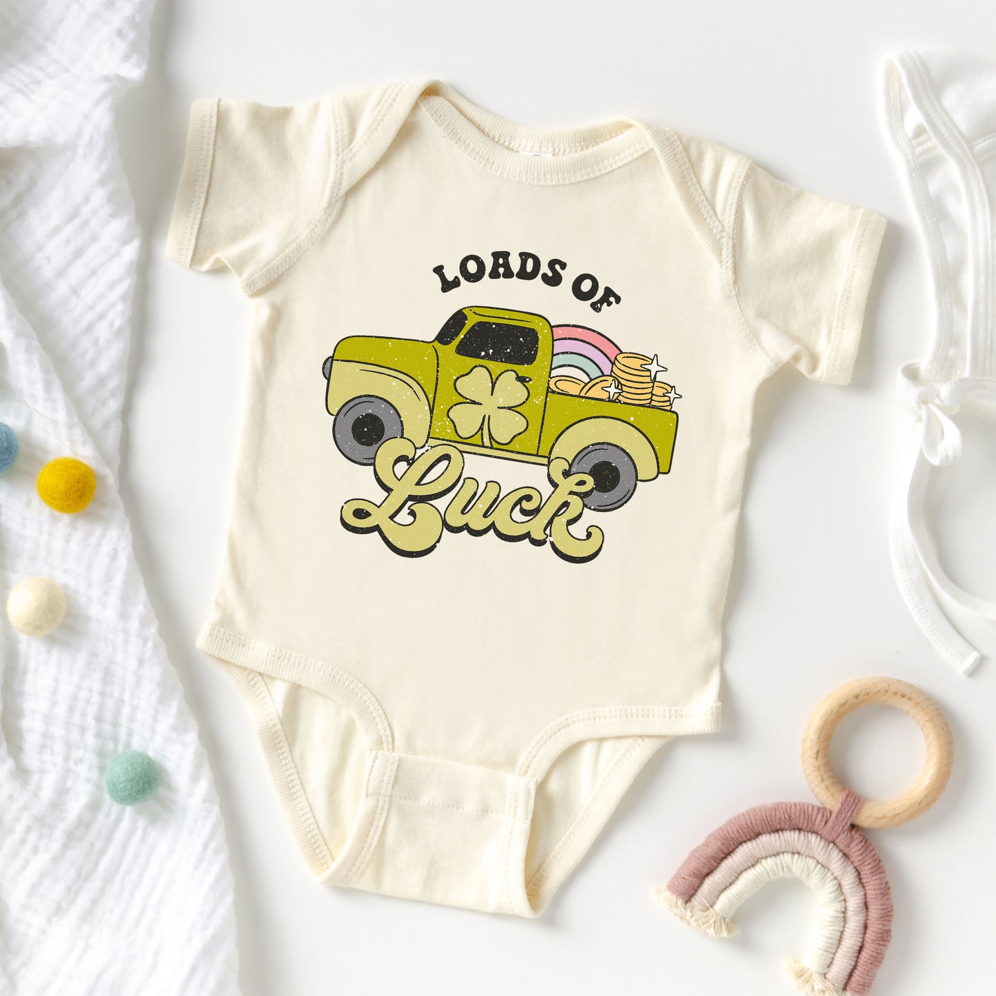 Loads Of Luck Retro Truck | Baby Graphic Short Sleeve Onesie