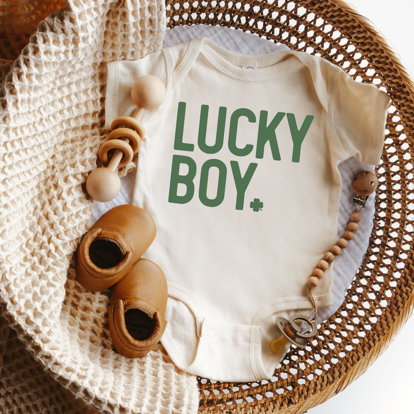 Lucky Boy Bold | Baby Graphic Short Sleeve Onesie