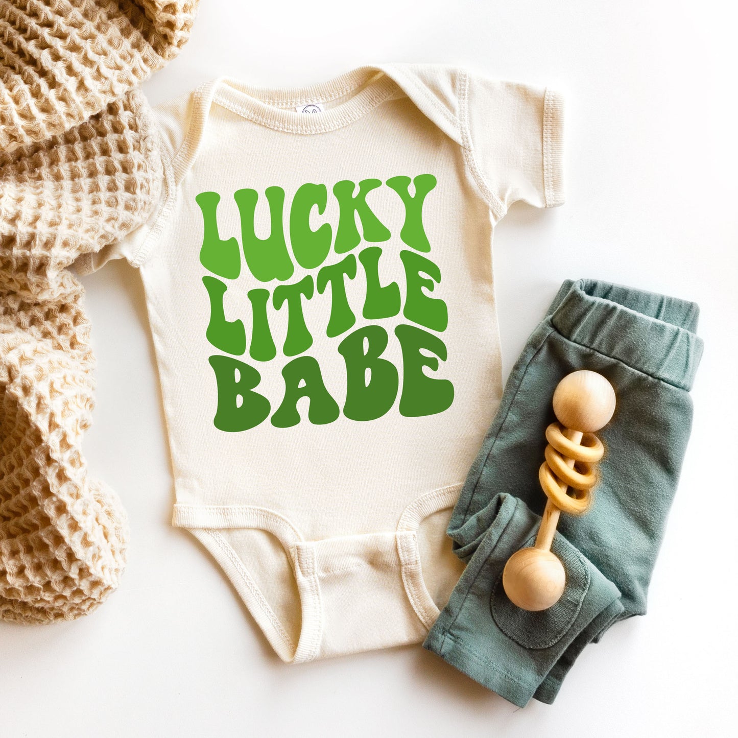 Lucky Little Babe Wavy | Baby Graphic Short Sleeve Onesie