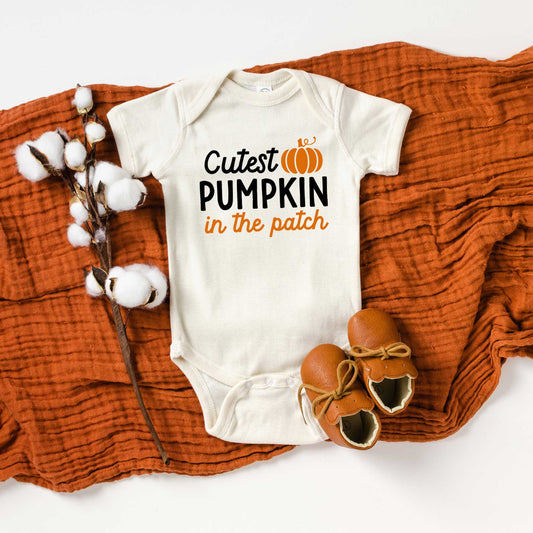 Cutest Pumpkin In The Patch Colorful | Baby Graphic Short Sleeve Onesie