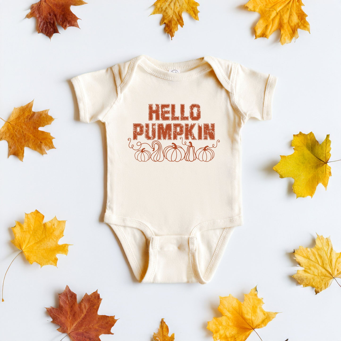 Hello Pumpkin Distressed | Baby Graphic Short Sleeve Onesie