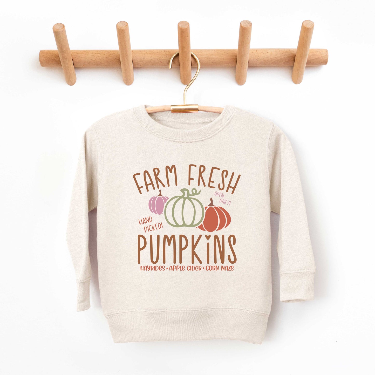 Colorful Farm Fresh Pumpkins | Toddler Graphic Sweatshirt