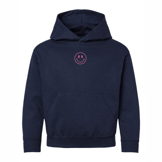 Embroidered Smiley Face Outline | Youth Graphic Hoodie