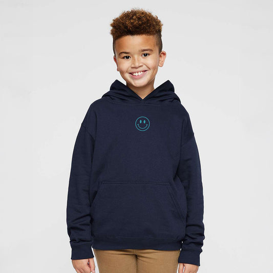 Embroidered Smiley Face Outline | Youth Graphic Hoodie