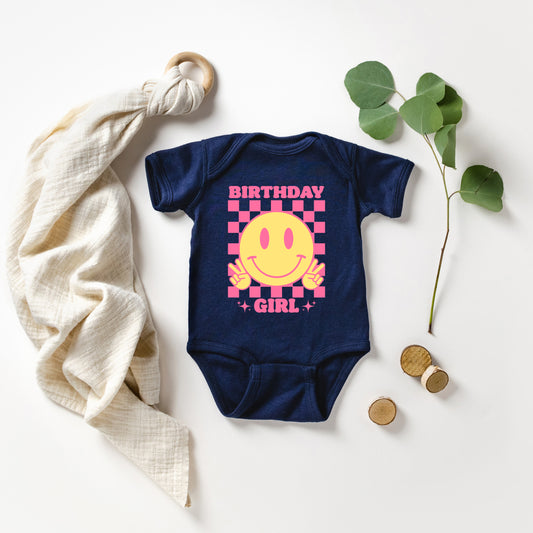 Birthday Girl Checkered | Baby Graphic Short Sleeve Onesie