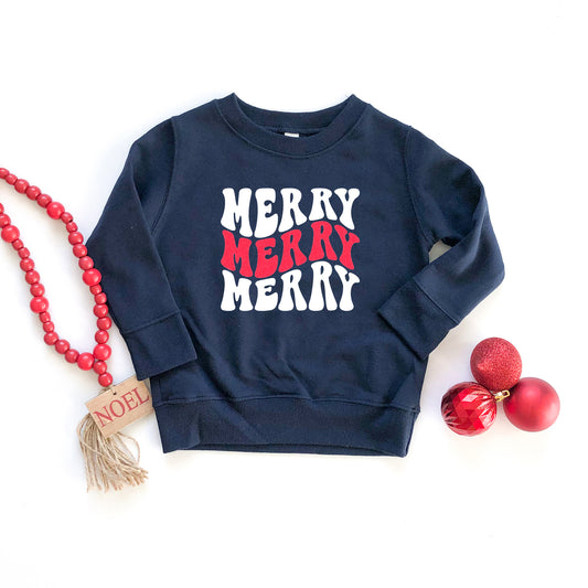 Merry Stacked Wavy Glitter | Toddler Graphic Sweatshirt