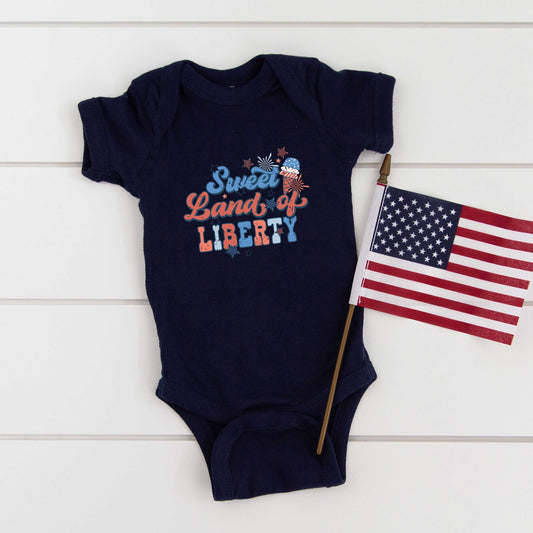 Retro Sweet Land Of Liberty | Baby Graphic Short Sleeve Onesie