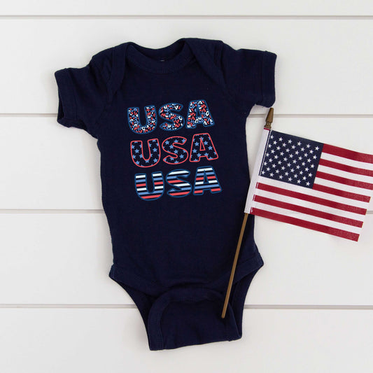 USA Stacked Colorful | Baby Graphic Short Sleeve Onesie