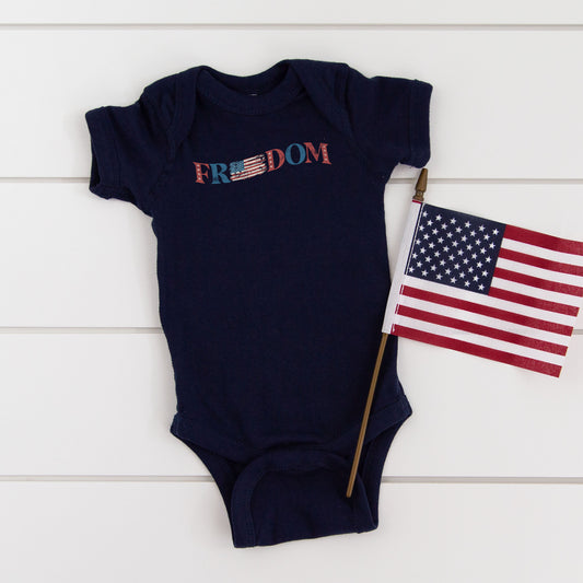 Distressed Freedom American Flag | Baby Graphic Short Sleeve Onesie