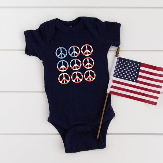 Peace Signs Flag | Baby Graphic Short Sleeve Onesie