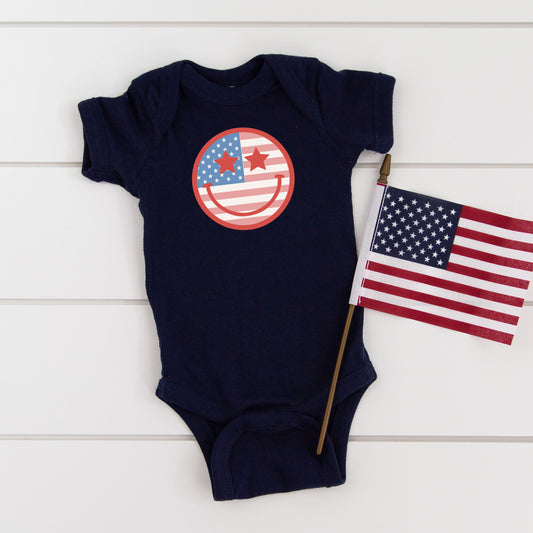 Flag Smiley Face | Baby Graphic Short Sleeve Onesie