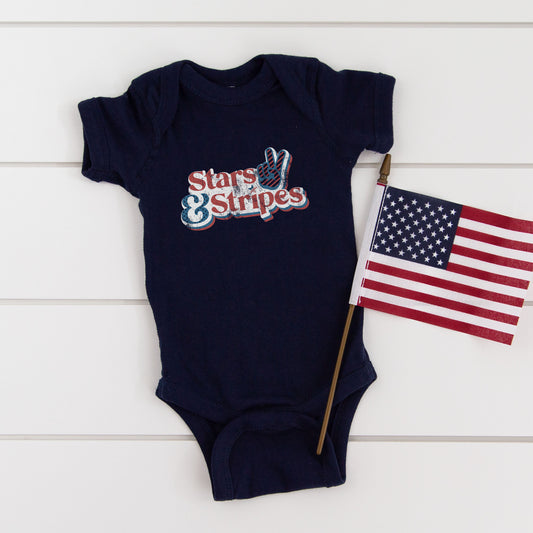Stars And Stripes Distressed | Baby Graphic Short Sleeve Onesie