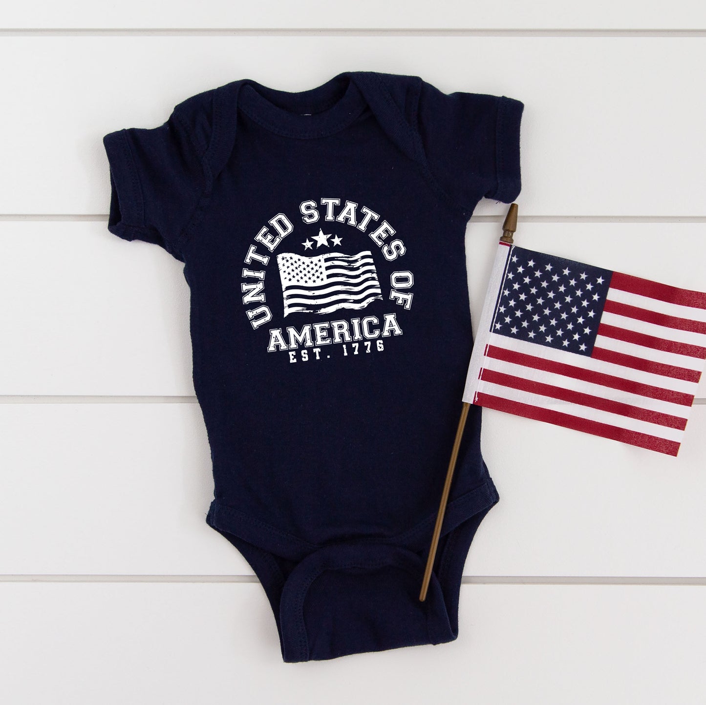 USA Flag Circle | Baby Graphic Short Sleeve Onesie