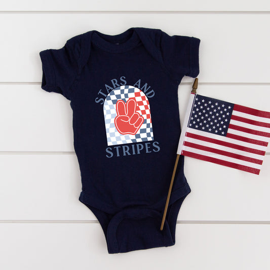 Stars And Stripes Peace | Baby Graphic Short Sleeve Onesie