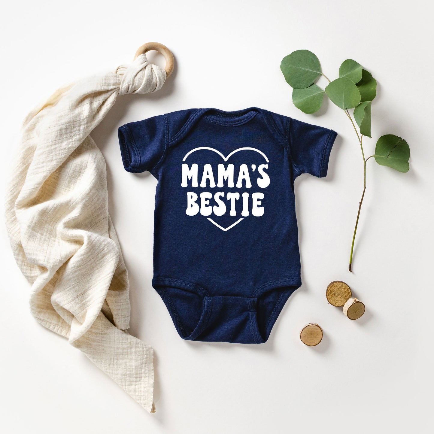 Mama's Bestie Heart | Baby Graphic Short Sleeve Onesie