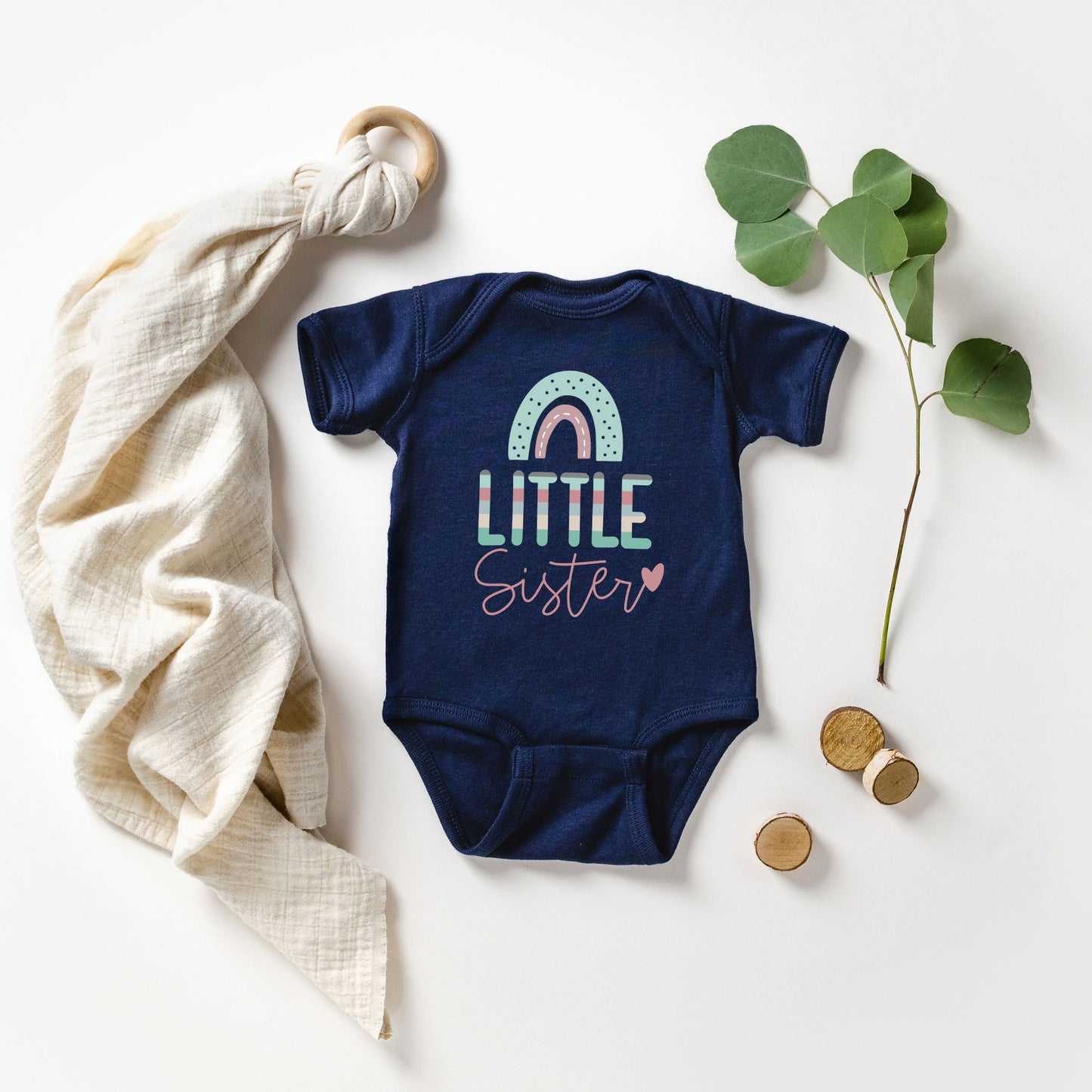 Little Sister Rainbow | Baby Graphic Short Sleeve Onesie