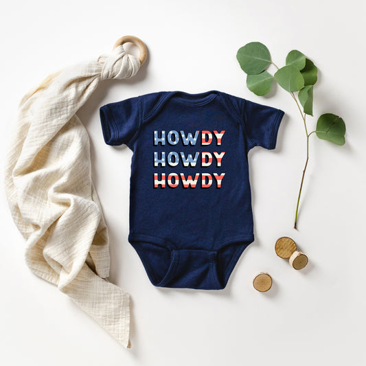 Howdy Flag Stacked | Baby Graphic Short Sleeve Onesie