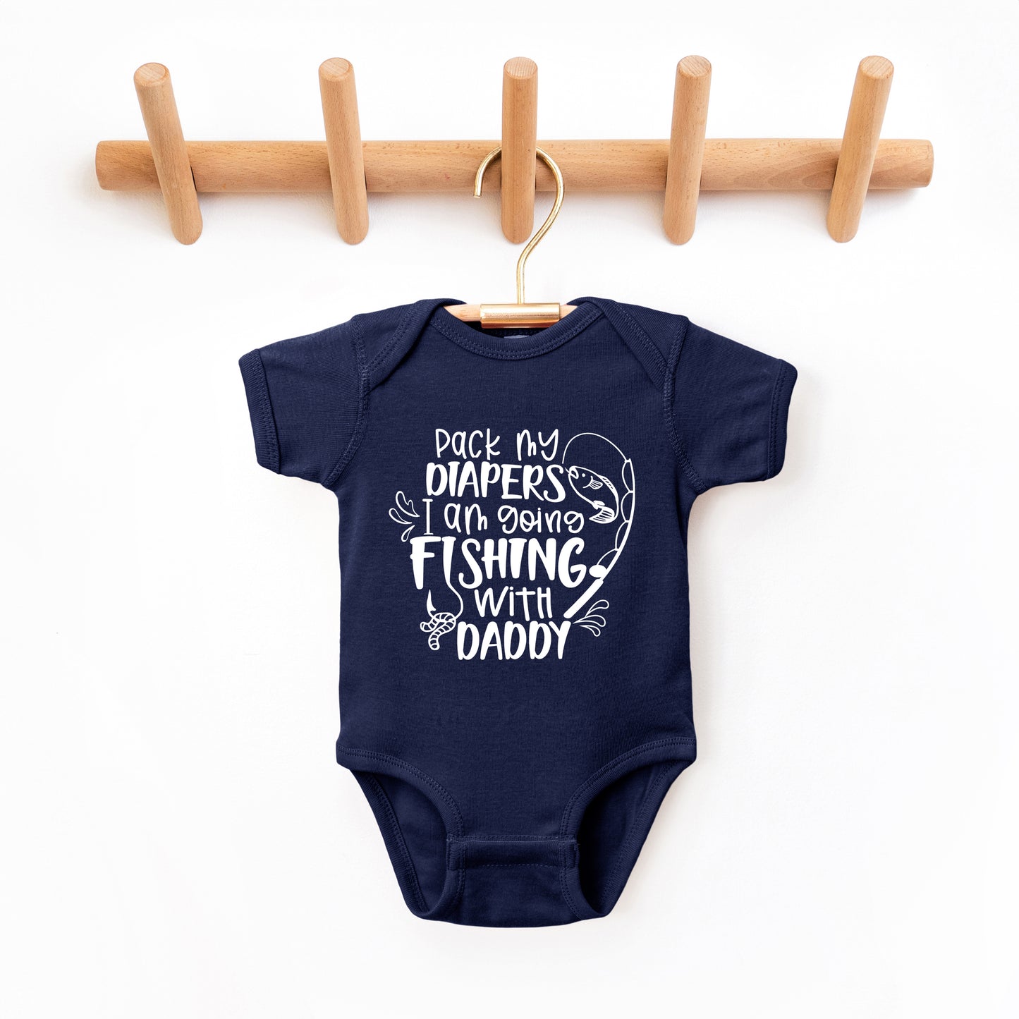 Pack My Bags I'm Going Fishing With Daddy | Baby Graphic Short Sleeve Onesie