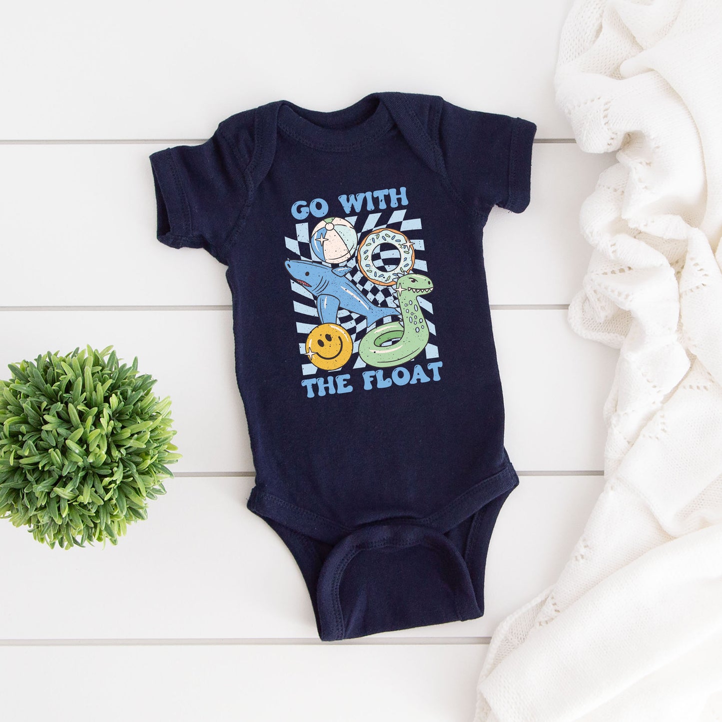 Go With The Float Blue | Baby Graphic Short Sleeve Onesie