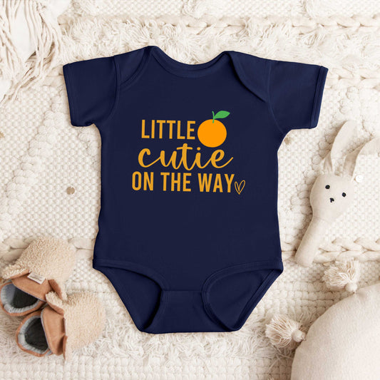 Little Cutie On The Way Orange | Baby Graphic Short Sleeve Onesie