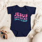 Jesus Loves Me This I Know Wavy | Baby Graphic Short Sleeve Onesie