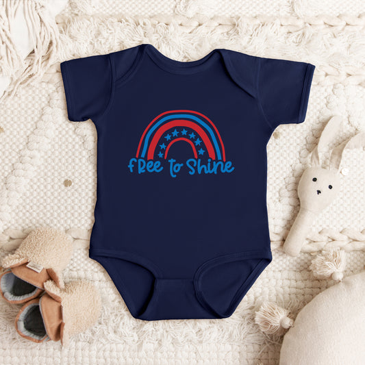 Free To Shine Rainbow | Baby Graphic Short Sleeve Onesie