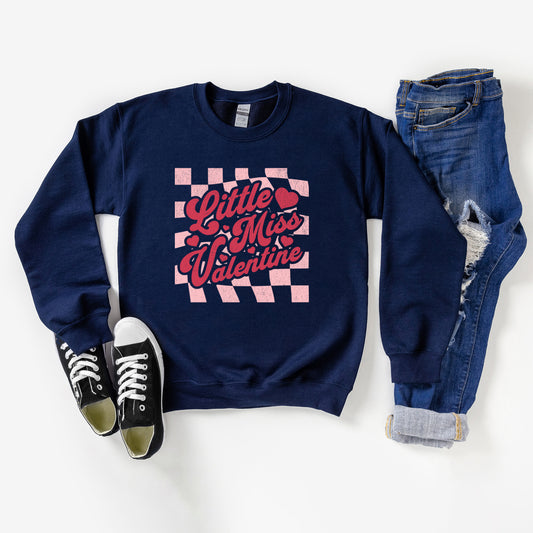 Checkered Little Miss Valentine | Youth Graphic Sweatshirt