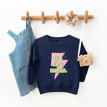 Be A Kind Human Lightning Bolt | Youth Ultra-Soft Graphic Sweatshirt