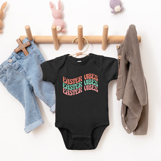 Easter Vibes Wavy Stacked | Baby Graphic Short Sleeve Onesie