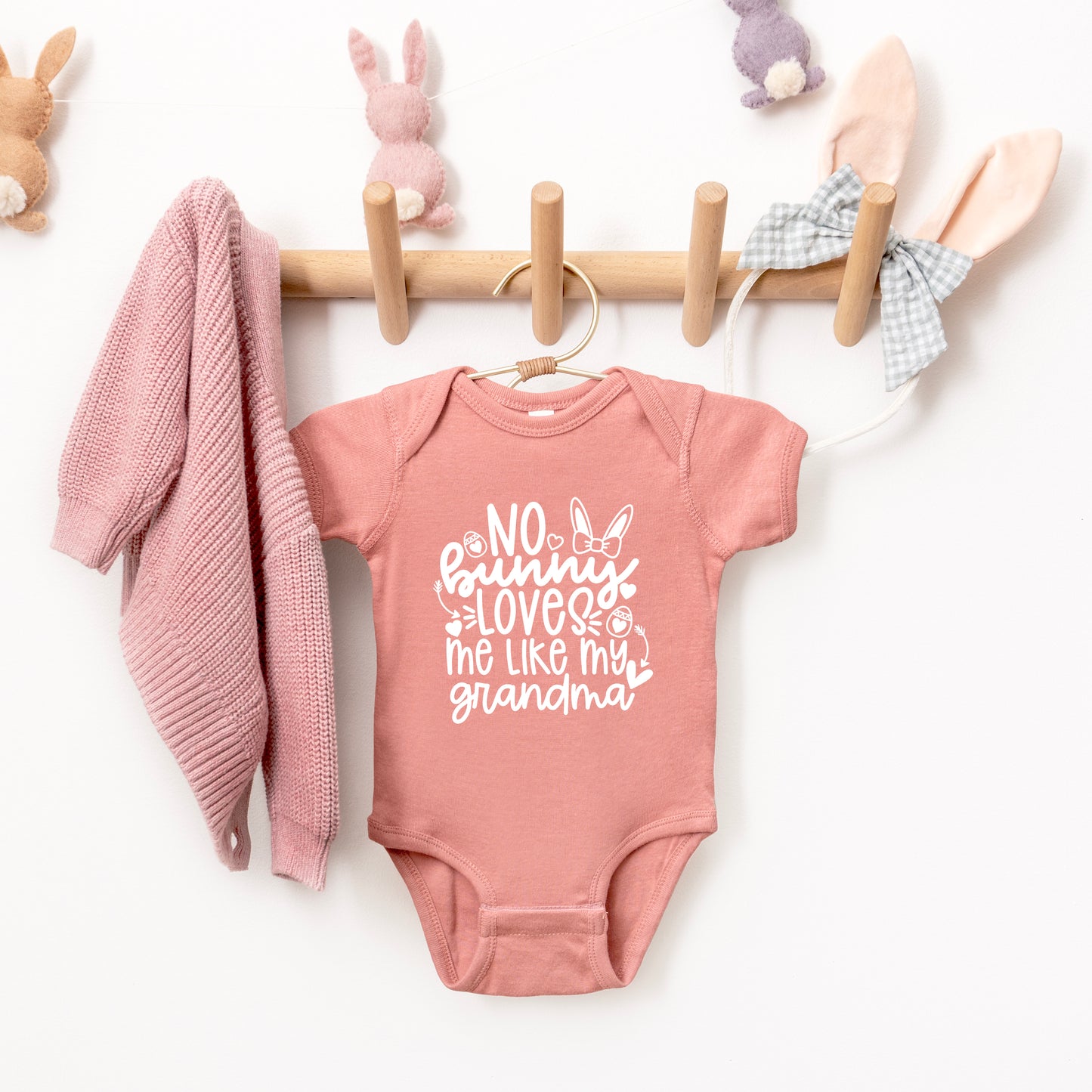 No Bunny Loves Me Like Grandma | Baby Graphic Short Sleeve Onesie