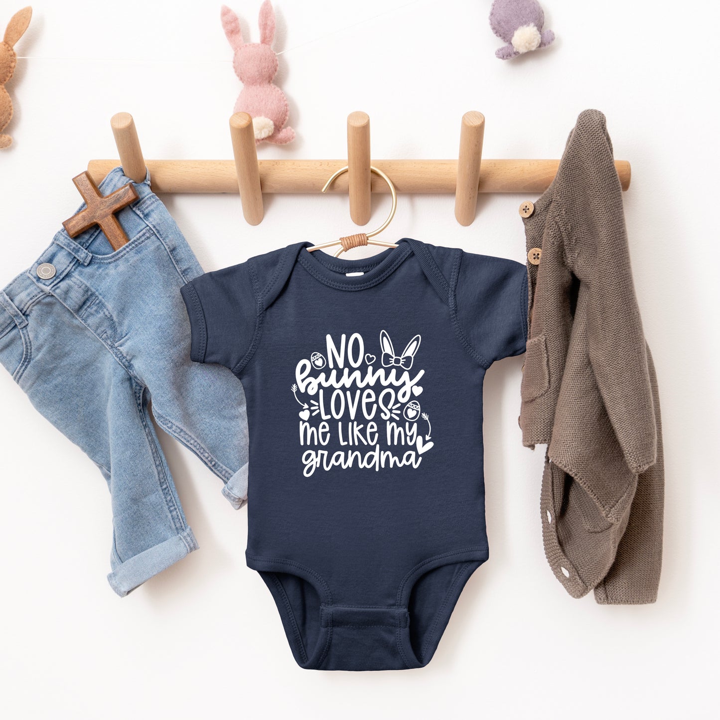 No Bunny Loves Me Like Grandma | Baby Graphic Short Sleeve Onesie