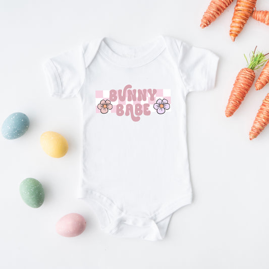 Bunny Babe Flowers | Baby Graphic Short Sleeve Onesie