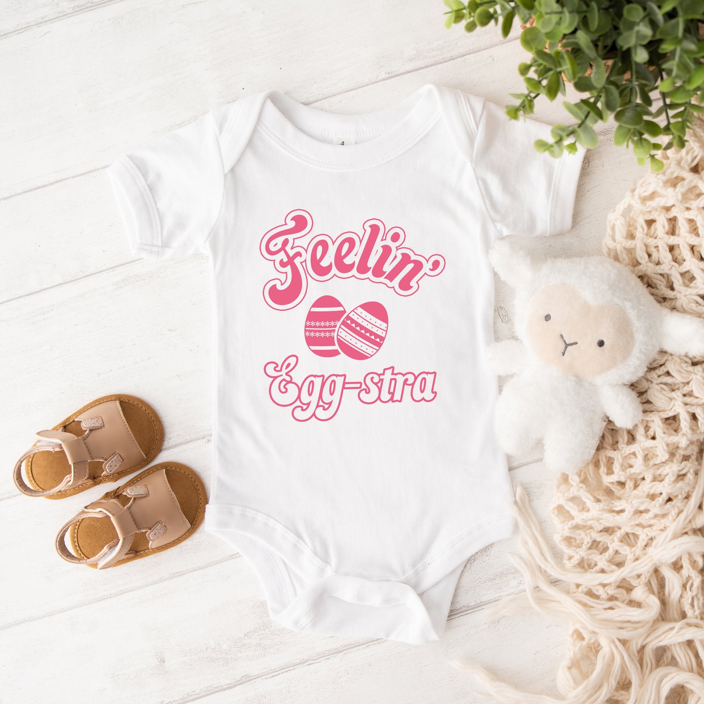 Feelin' Eggstra | Baby Graphic Short Sleeve Onesie